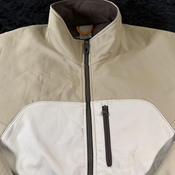 Nike Jacket Mens XL Beige White Fleece Lined Full Zip Zip Pockets Swoosh Outdoor - Picture 2 of 14